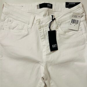 Kut From the Kloth Catherine White Ankle Cropped Denim, Boyfriend fit